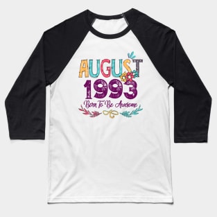 August 1993 Birthday Gift Flower Baseball T-Shirt